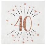 40-vuotispäivän konfetti servetit, ruusukulta