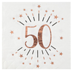 50-vuotispäivän konfetti servetit, ruusukulta