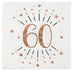 60-vuotispäivän konfetti servetit, ruusukulta