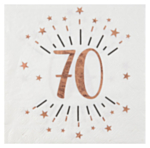70-vuotispäivän konfetti servetit, ruusukulta