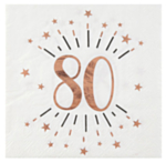 80-vuotispäivän konfetti servetit, ruusukulta
