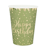 Happy Birthday Kertakäyttökupit Oliivi