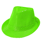 Neonvihreä paljettifedora