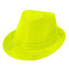 Neonkeltainen paljettifedora