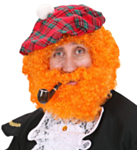 Skotlantilainen Leprekaun Kihara Peruukki & Parta Oranssi