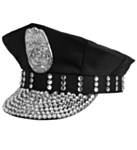 Strassikoristeinen Poliisihattu Musta