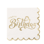 Happy Birthday Servietit Valkoinen/Kulta