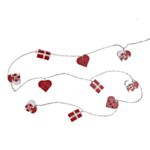 Lyskæde Hjerte/Flag Rød