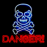 Danger pääkallo LED-neonkyltti