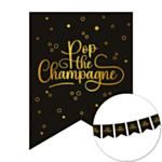 Pop the Champagne Vimpelguirlande Sort/Guld