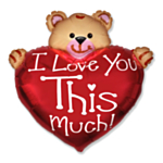 I Love You Bamse Folieballon Rød