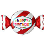 Happy Birthday Slik Folieballon Rød/Hvid
