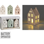 Porcelænshuse Med LED Grøn/Pink