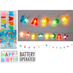 Happy Birthday LED Lyskæde Multifarvet