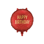 Happy Birthday Pyöreä folioilmapallo tummanpunainen