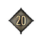 20-vuotis neliöfolioilmapallo musta/kulta