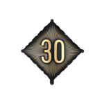 30-vuotis neliöfoliopallo musta/kulta