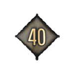 40-vuotis neliöfoliopallo musta/kulta