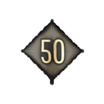 50-vuotis neliöfoliopallo musta/kulta