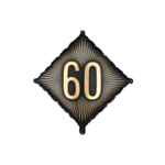 60 vuotta neliöfoliopallo musta/kulta