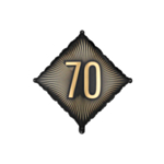 70 vuotta neliönmuotoinen folioilmapallo musta/kulta