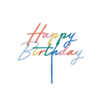Happy Birthday akryylinen kakkukoriste, matta monivärinen