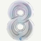 Holografinen numerofoliopallo 8 hopea