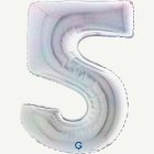 Holografinen numerofoliopallo 5 hopea