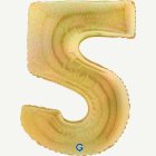 Holografinen numerofoliopallo 5, kulta