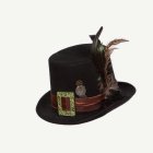 Steampunk Silinterihattu Höyhenillä Musta