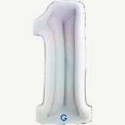 Holografinen numerofoliopallo 1 hopea