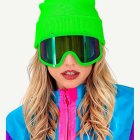 80-Luvun Retro Laskettelulasit Neonvihreä
