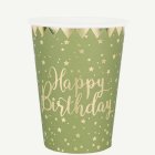 Happy Birthday Kertakäyttökupit Oliivi
