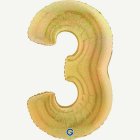 Holografinen kultainen numero 3 -foliopallo