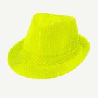 Neonkeltainen paljettifedora