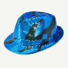 Paljettifedora Sininen