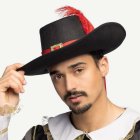 Muskettisoturin Hattu Musta/Punainen