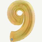 Holografinen kultainen numero 9 -foliopallo