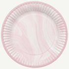 Marmorikuvioiset Pahvilautaset Vaaleanpunainen