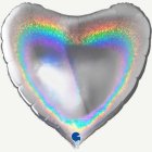 Sydän Folioilmapallo Holografinen Hopea