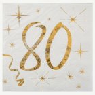 Kultaiset 80-vuotisjuhlien servetit