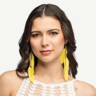 Keltaiset boho-höyhenkorvakorut