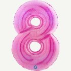 Suuri holografinen pinkki numeropallo 8