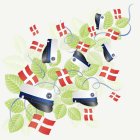 Ylioppilas luksus-servetit Tanskan lipuilla, sininen