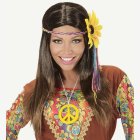 Ruskea hippiperuukki kukkakoristeella