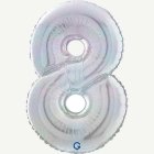 Numeropallo 8 holografinen hopea