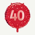 40-vuotis Folioilmapallo Punainen