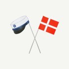 Ylioppilaslakki & Tanskan lippu Sininen