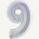 Holografinen numerofoliopallo 9 hopea