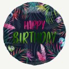 Happy Birthday Trooppinen Foliopallo Neon